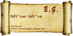 Béres Géza névjegykártya