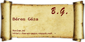 Béres Géza névjegykártya
